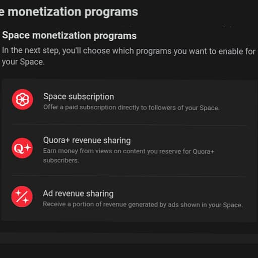 Quora Space Monetization Setup